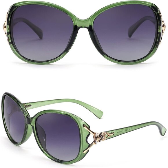 Women\'s Green Trendy Frame Shades Eyes Protection Polarized Sunglasses main image 4